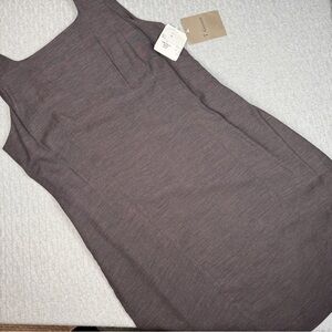 T Garment Elegant Dark Gray Wool Blend Sleeveless Dress Lined